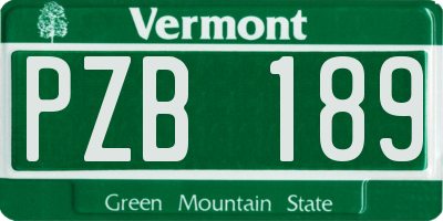 VT license plate PZB189