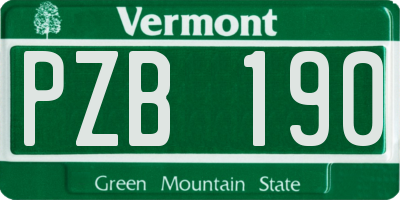 VT license plate PZB190