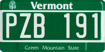 VT license plate PZB191