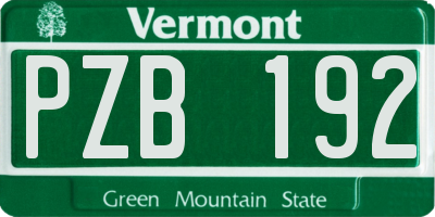 VT license plate PZB192