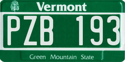 VT license plate PZB193