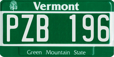 VT license plate PZB196
