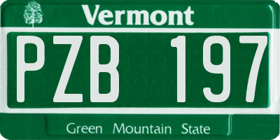 VT license plate PZB197