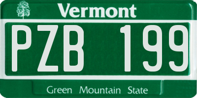 VT license plate PZB199