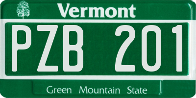 VT license plate PZB201