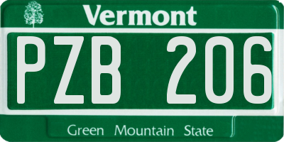 VT license plate PZB206