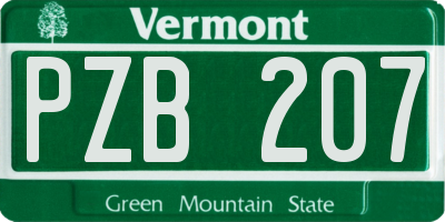 VT license plate PZB207