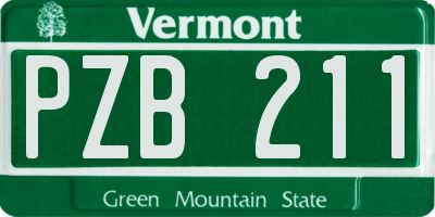 VT license plate PZB211