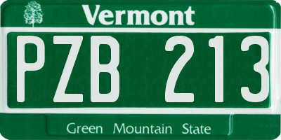 VT license plate PZB213