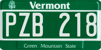 VT license plate PZB218