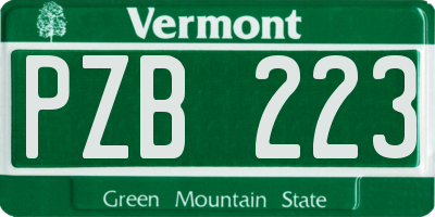 VT license plate PZB223