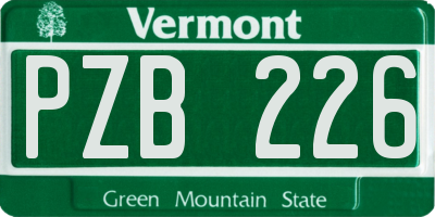 VT license plate PZB226