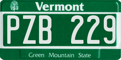 VT license plate PZB229