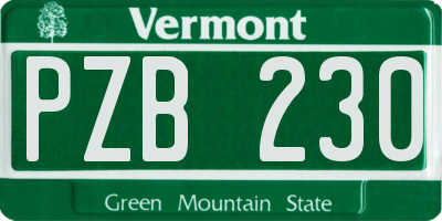 VT license plate PZB230