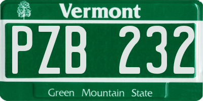 VT license plate PZB232