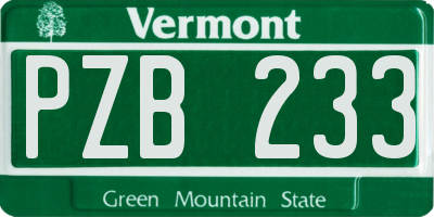 VT license plate PZB233