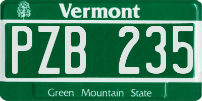 VT license plate PZB235
