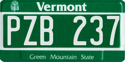 VT license plate PZB237
