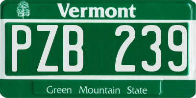 VT license plate PZB239