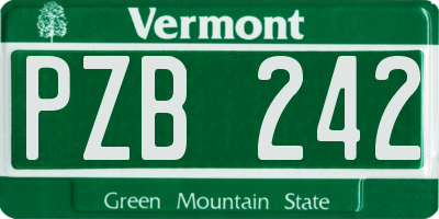 VT license plate PZB242