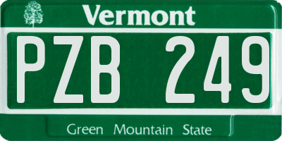 VT license plate PZB249