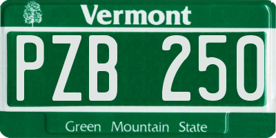 VT license plate PZB250