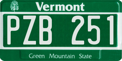 VT license plate PZB251