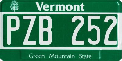 VT license plate PZB252