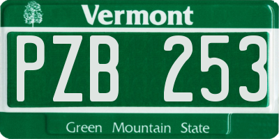 VT license plate PZB253