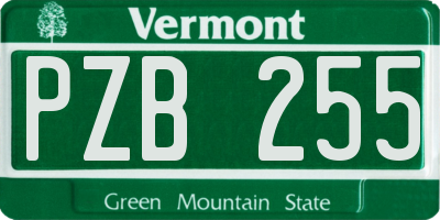 VT license plate PZB255