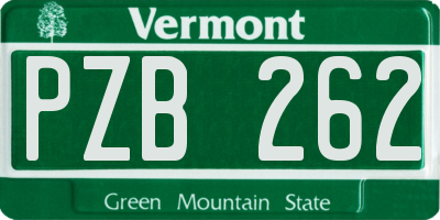 VT license plate PZB262