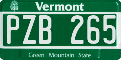 VT license plate PZB265