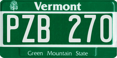 VT license plate PZB270