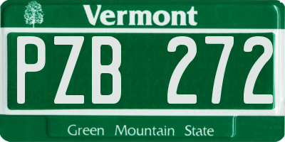 VT license plate PZB272