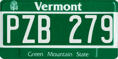VT license plate PZB279