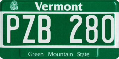 VT license plate PZB280