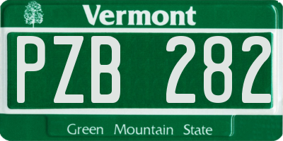VT license plate PZB282