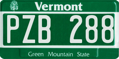 VT license plate PZB288