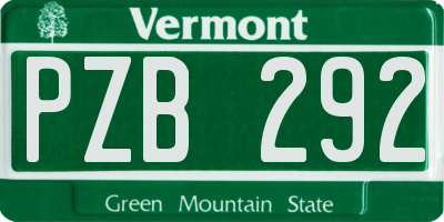 VT license plate PZB292