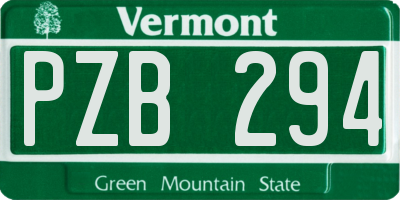 VT license plate PZB294