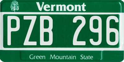 VT license plate PZB296