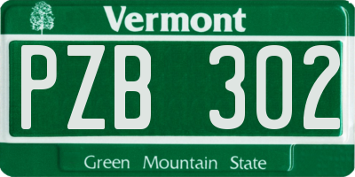 VT license plate PZB302