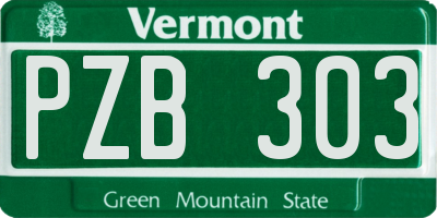 VT license plate PZB303
