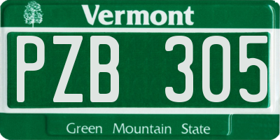 VT license plate PZB305