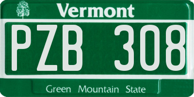 VT license plate PZB308