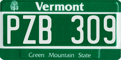 VT license plate PZB309