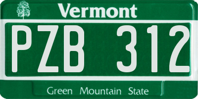 VT license plate PZB312