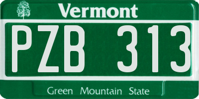 VT license plate PZB313