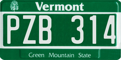 VT license plate PZB314