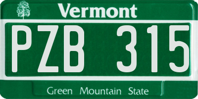 VT license plate PZB315